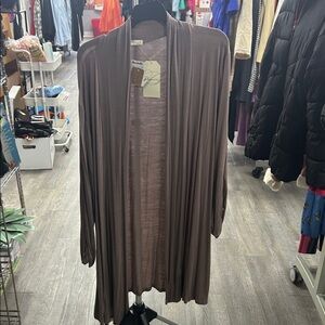 Brown Open Front Cardigan